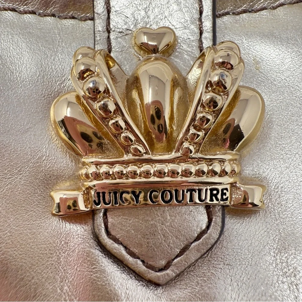 Juicy Couture Gold Metallic Crown Keychain Wallet Card Holder
